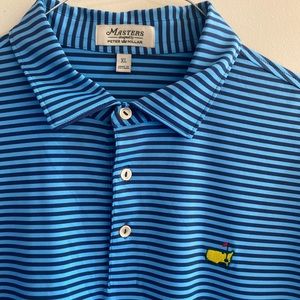 Peter Millar x Masters SS Polo, Men’s Golf Shirt, Blue Stripes, XL